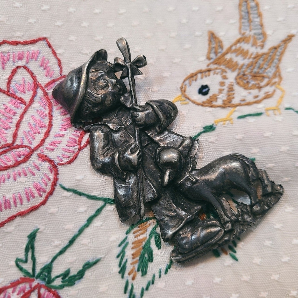 Adorable midcentury of little girl with a lamb!